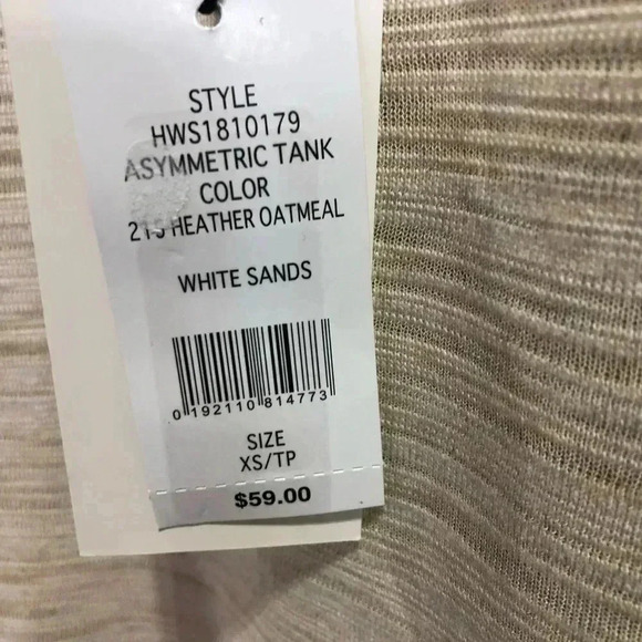 H By Halston Asymmetric sheer,loose fit,scoop neck Tank/Tunic, White Sands - Picture 6 of 7